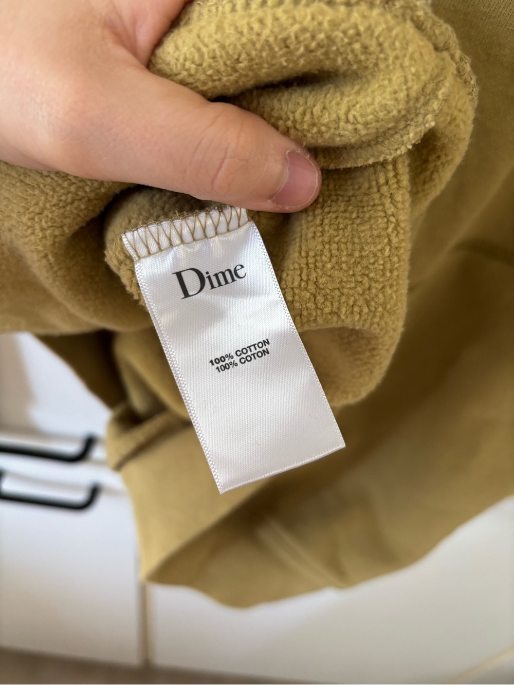 Dime Heavyweight Cotton Hoodie Tan Embroidered Logo Oversized L Skate Y2K Soft - Picture 7 of 11